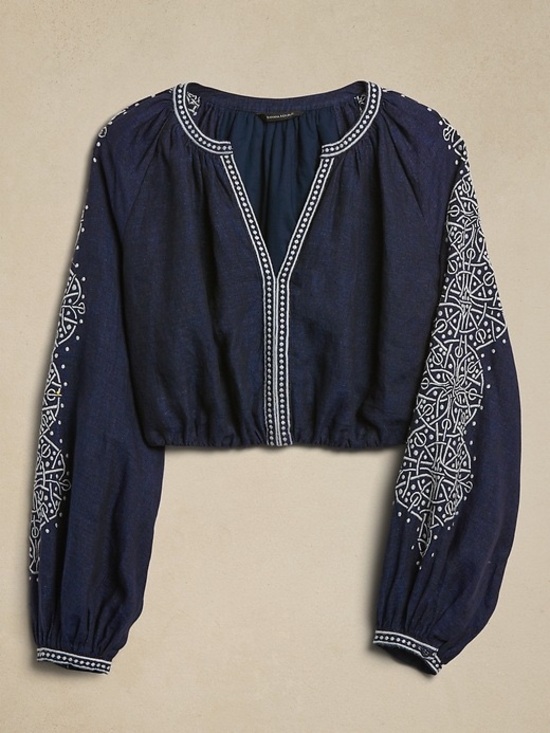 Tops - Banana Republic Yara Embroidered Linen Top Blouse Size SP